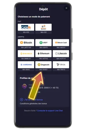 bonus dépôt app casino SpinAura