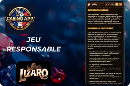Lizaro casino Jeu responsable