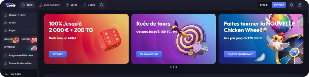 SpinAura Casino Design et ergonomie