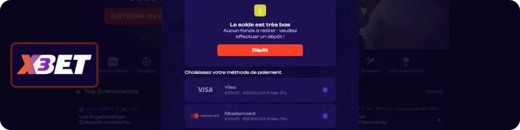 X3Bet Casino Retraits